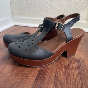 Korks by Kork Ease Tyla Black and Brown Leather Platform Clogs size 8